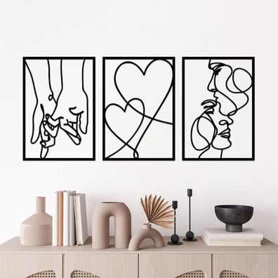 Metall-Wanddekoration Herz Liebe Wandbild Set Valentinstag Geschenk