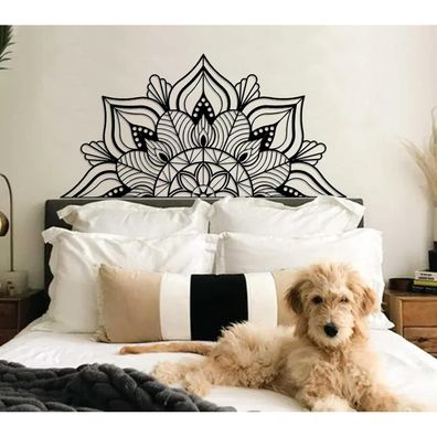 Metall Mandala Lotusblumen Wanddekoration 112x56,5cm Schwarz
