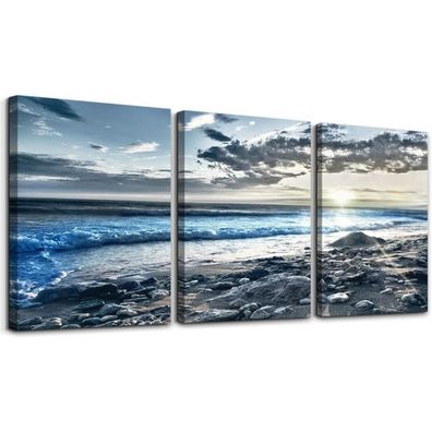 Sonnenaufgang Bilder Leinwandbild Strand Meer Ozean Landschaft 40x30cm