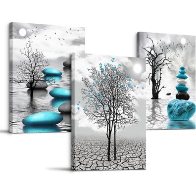 Schwarz Weiß Landschaft Natur Wandbilder Wohnzimmer 30x40cm 3er Set
