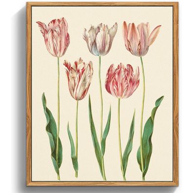 Vintage Botanisches Leinwandbild mit Holzrahmen 30x40cm Aesthetic Blumen
