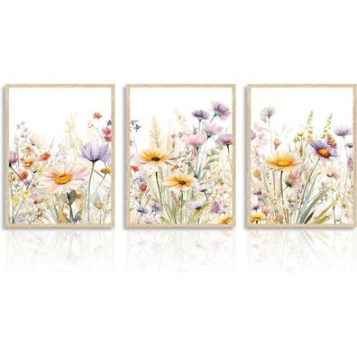 Wildblumen Leinwand Bilder Aquarell Botanische Wandbilder Schlafzimmer