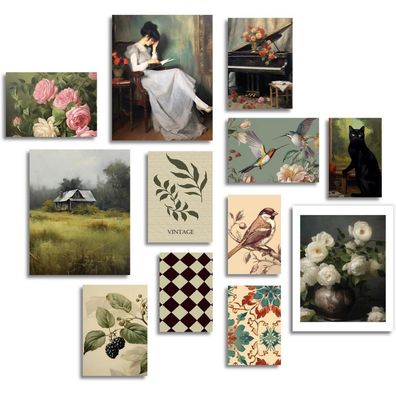 Vintage Rustikale Wandbilder Französisches Land Blumen Leinwand Bilder 12er Set
