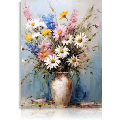 Vintage Blumen Leinwand Bilder 30x40 cm für Wohnzimmer Schlafzimmer Wanddeko