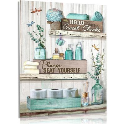 Bauernhaus Badezimmer Wandbilder Libelle Blumen 30x40 cm Leinwandbilder