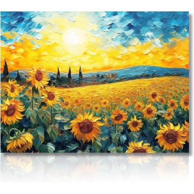 Moderne Sonnenblumen Wandbilder Ölgemälde Leinwand Bilder Deko 30x40 cm