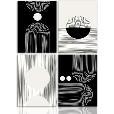 Abstrakte Geometrische Linie Leinwand Bilder Set 30x40 cm Wohnzimmer