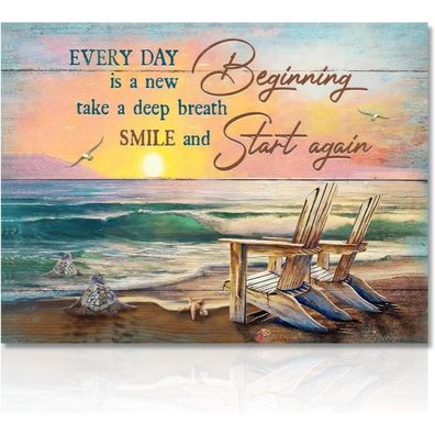 Meeresschildkröte Strand Wandbild inspirierende Zitate 30x40cm