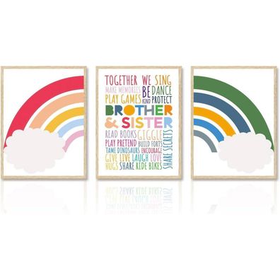 Regenbogen Familie Kinderzimmer Poster Set 30x40cm 3er Pack