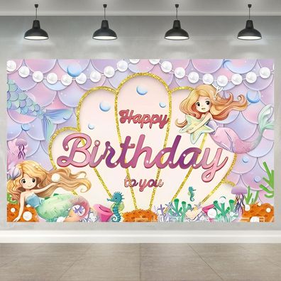 Meerjungfrau Geburtstag Dekorationen Hintergrund Banner 180x110cm