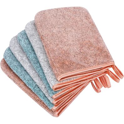 6er Set Mikrofaser Waschhandschuhe 15x21 cm Coral Fleece Make-up Entferner