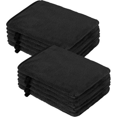 10x Phogary Mikrofaser Waschhandschuhe 15,2x20,3cm Schwarz