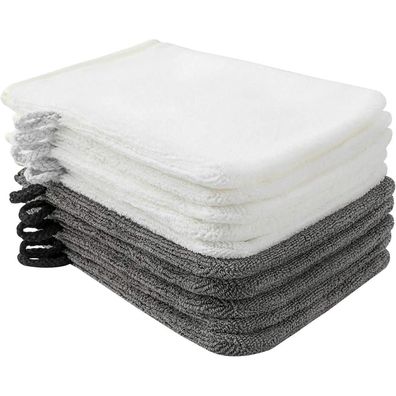 Waschlappen 10er Pack mikrofaser 15x21cm dunkelgrau weiß Phogary