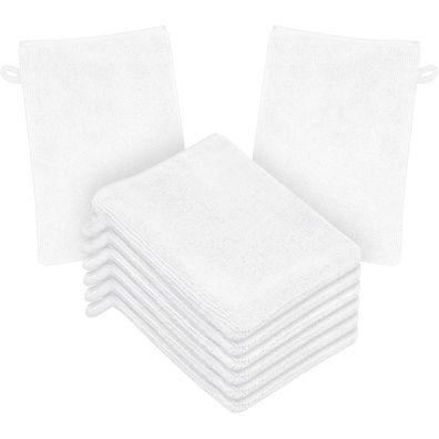 8er Set HOTUT Frottee & Mikrofaser Waschhandschuhe 20x15CM