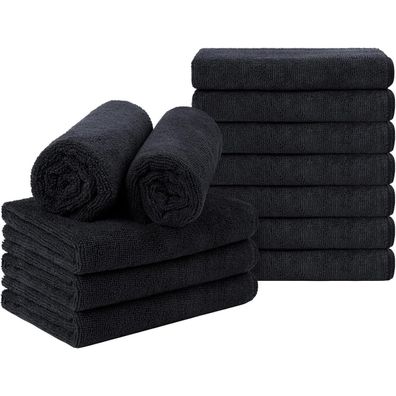 Schwarzes Mikrofaser-Salon-Handtuch 12er Pack 40,6 x 68,9 cm