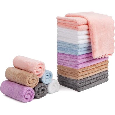 Orighty Make-up-Entferner Tücher Korallen Fleece Mikrofaser Packung 24 Stück