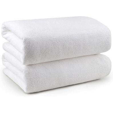Badetuch-Set Weiß Mikrofaser Schnell Trocknend Sport Yoga Spa 68,6 x 137,2 cm