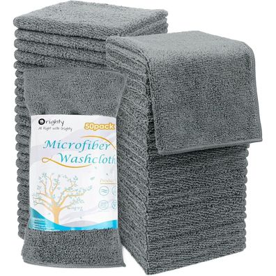 Orighty Mikrofaser Waschlappen Handtuch Set 50er-Pack Grau 30,5 x 30,5 cm