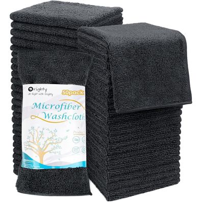 Mikrofaser Waschlappen Handtücher Set superweich schwarz 30,5x30,5 cm