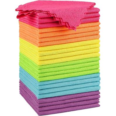 24er Pack Mikrofaser-Reinigungstücher 12x12 Zoll, Fusselfrei & hochsaugfähig