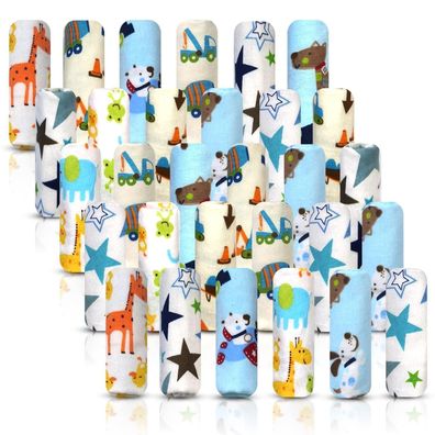 Baby-Flanell-Waschlappen-Set 30er-Pack 100% Baumwolle Lustige Designs 17x25 cm