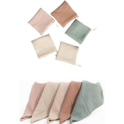 5x Baby Musselin Squares 23x23 cm Waschlappen Spucktücher Neugeborene