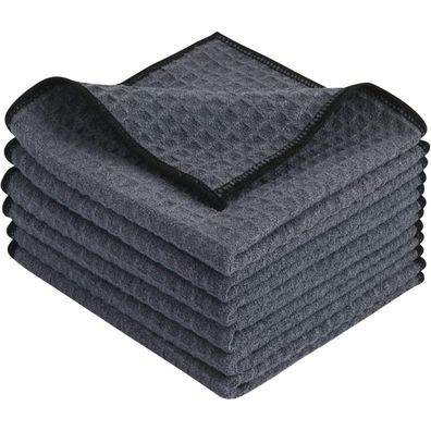 6er Set KinHwa Mikrofaser Reinigungstücher 30x30cm Grau - Saugstark