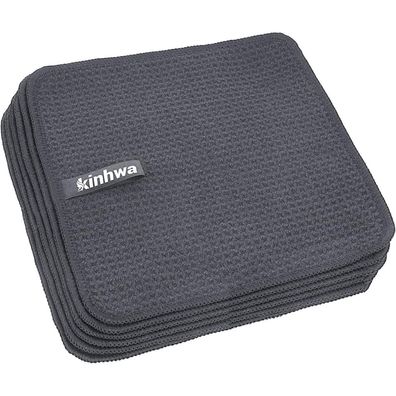 KinHwa Mikrofaser Spültuch grau 20x20cm 6er Pack waschbar fusselfrei SURYA