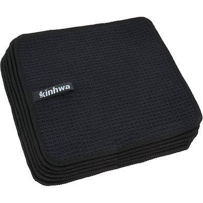 Schwarze Mikrofaser Spültücher 20x20cm 6 Stück - Waschbar & fusselfrei