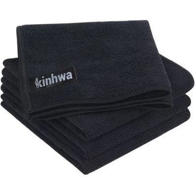 Mikrofasertücher 4er Set Schwarz Super saugfähig 30x30cm waschbar