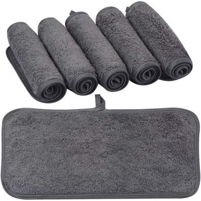 KinHwa Frottee 6er Pack Mikrofaser Waschlappen Grau 15x30cm