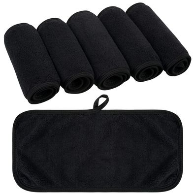 KinHwa Waschlappen Frottee 6er Pack Schwarz 15cm x 30cm Make-Up Entferner Tuch
