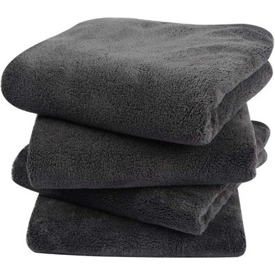 Mikrofaser Handtuch Set Haare Badetuch Duschtücher 40x76cm 4er Pack Dunkelgrau