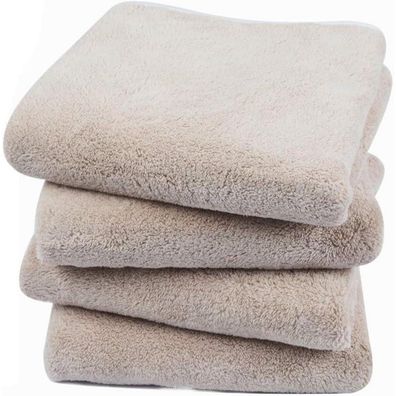 4er Pack Mikrofaser Handtuch Haare 40x76cm Saugstark Weich Hellbraun