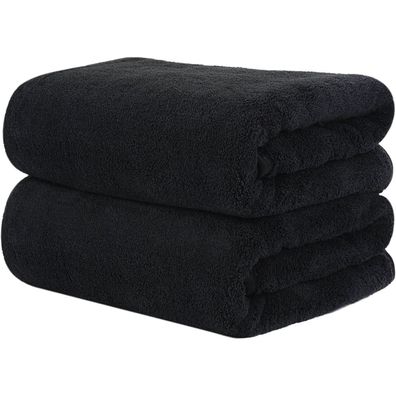 2er Pack Mikrofaser Handtuch Haare 50x100cm Dunkelgrau Schwarz