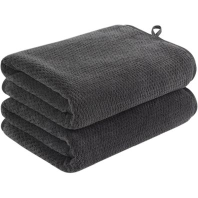 4er Pack Mikrofaser Handtuch Set 40x76cm Schwarz - Weich & Saugstark