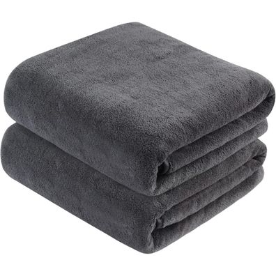 2er Pack KinHwa Mikrofaser Handtuch XXL 76x152cm Dunkelgrau Schnelltrocknend