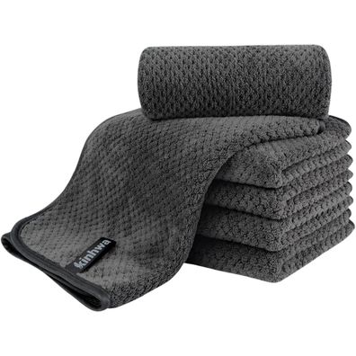 Mikrofaser Gästehandtücher Handtücher 30x50cm 6er Pack Dunkelgrau