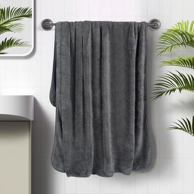 Badetuch XXL 100x200cm Mikrofaser Saugfähig Weich Duschtuch Dunkelgrau