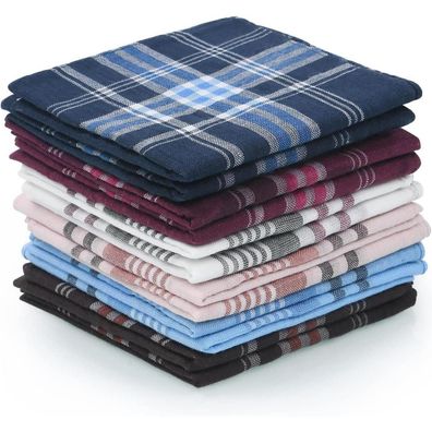 URAQT 12er Pack Herren Stoff Taschentücher Baumwolle 36cm x 36cm