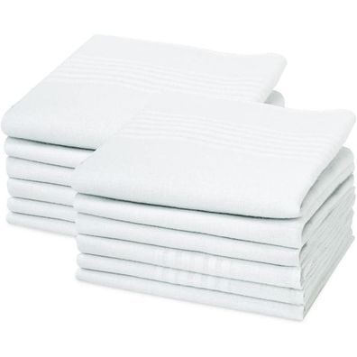URAQT Herren Stofftaschentücher Set 12 Stück Baumwolle Weiß 40x40cm
