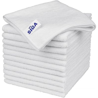 MR. SIGA Mikrofaser Reinigungstuch 12er Set streifenfreie Putzlappen 32x32cm