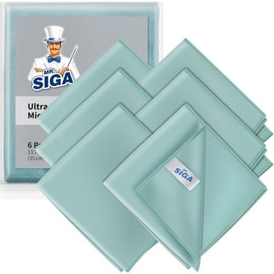 MR. SIGA Ultrafein Mikrofaser Reinigungstücher Fensterputztuch 6er Set