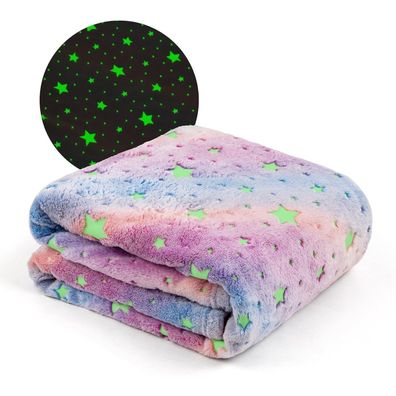 Kuscheldecke Kinder Glow In The Dark, Weich Warm Geschenk Mädchen Junge Bunt