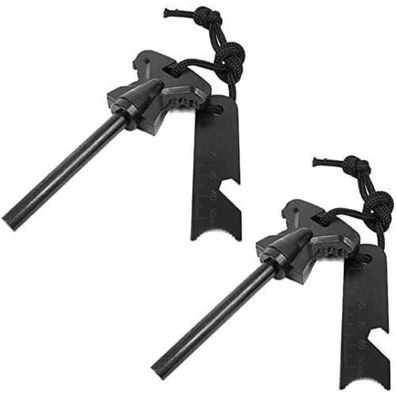 2er Set Feuerstarter Feuerstahl Magnesium Camping Survival Outdoor