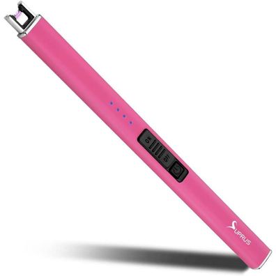 SUPRUS Leuchtfeuerzeug wiederaufladbar USB-Lichtbogenanzünder rosa