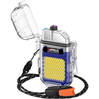 SUPRUS Wasserdichtes Plasma-Feuerzeug 3 Modi Taschenlampe Winddicht Dual Arc