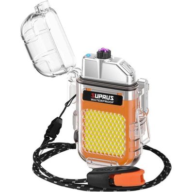 SUPRUS Wasserdichtes Leuchtfeuerzeug 3 Modi Taschenlampe Winddicht Dual Arc