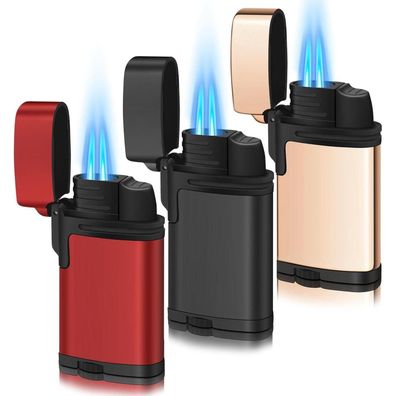 3er Pack WANBRO Jetflame Sturmfeuerzeug Mini Metall Feuerzeug Winddicht