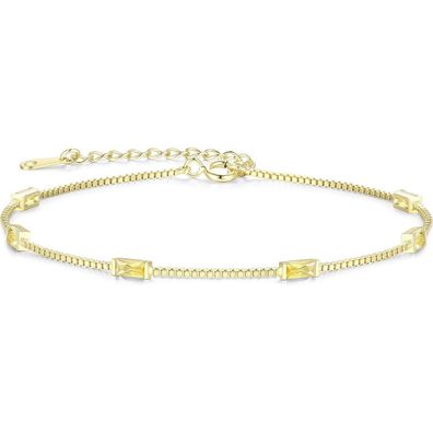 Damen Armband 925 Sterling Silber Zirkonia Doppelkette Vergoldet Valentinstag